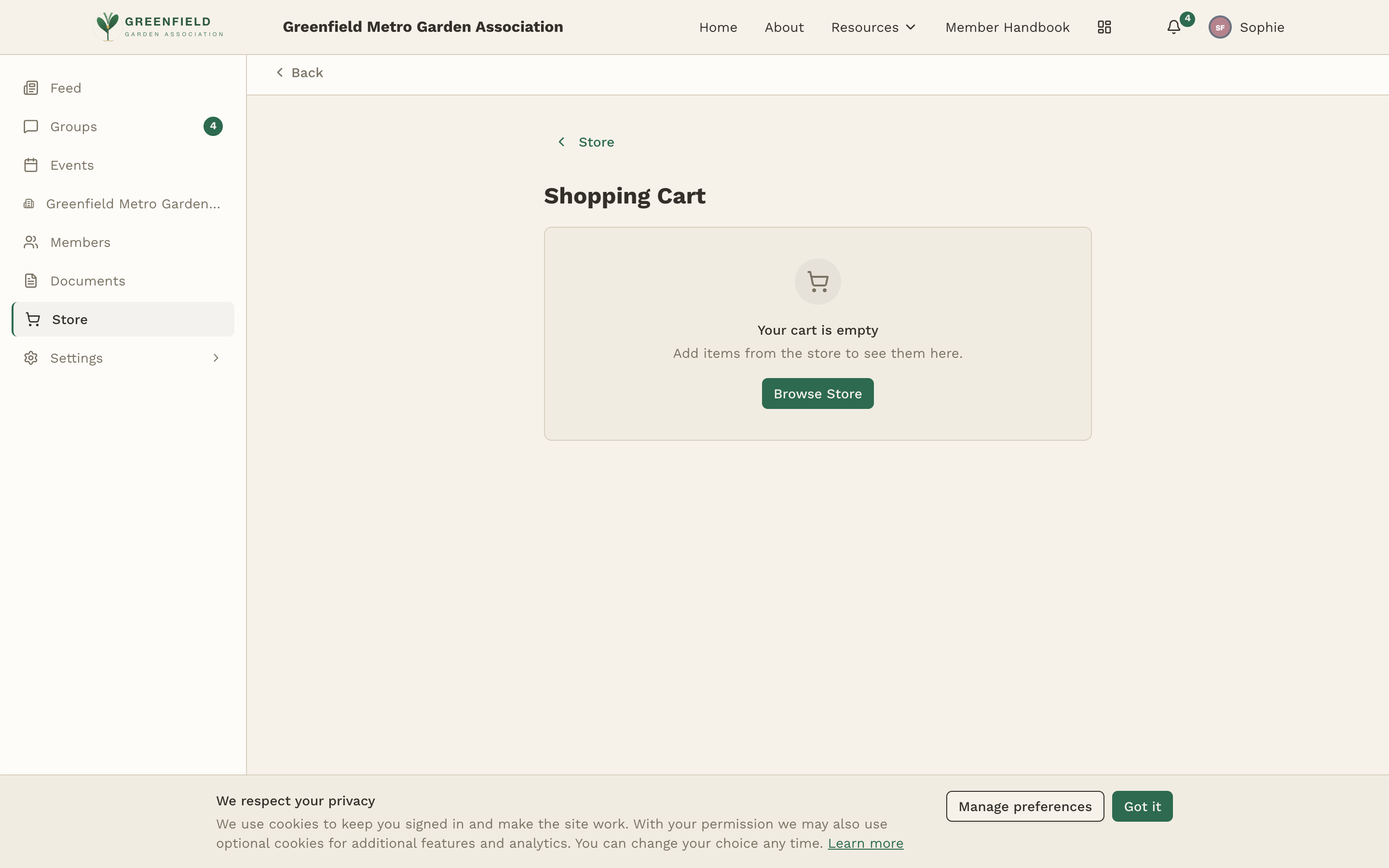 Your shopping cart with shipping selector.